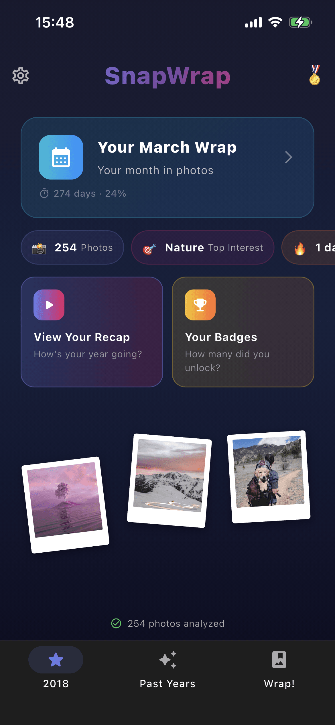 SnapWrap home screen